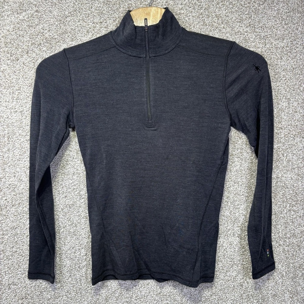 Smartwool Pullover Mens Small Gray 1/4 Zip Merino Wool Long Sleeve Base Layer
